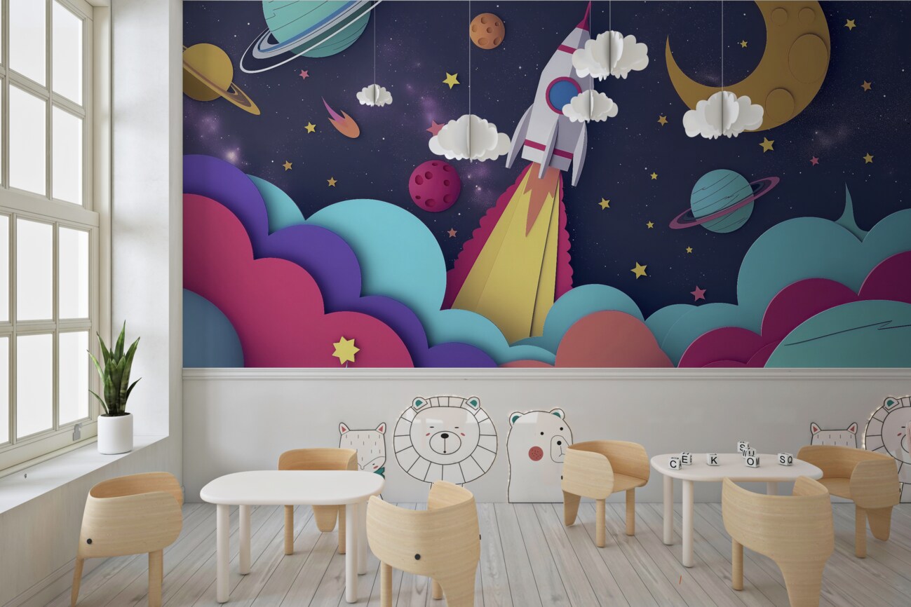 Fototapeta Rakieta pędzi w kosmos