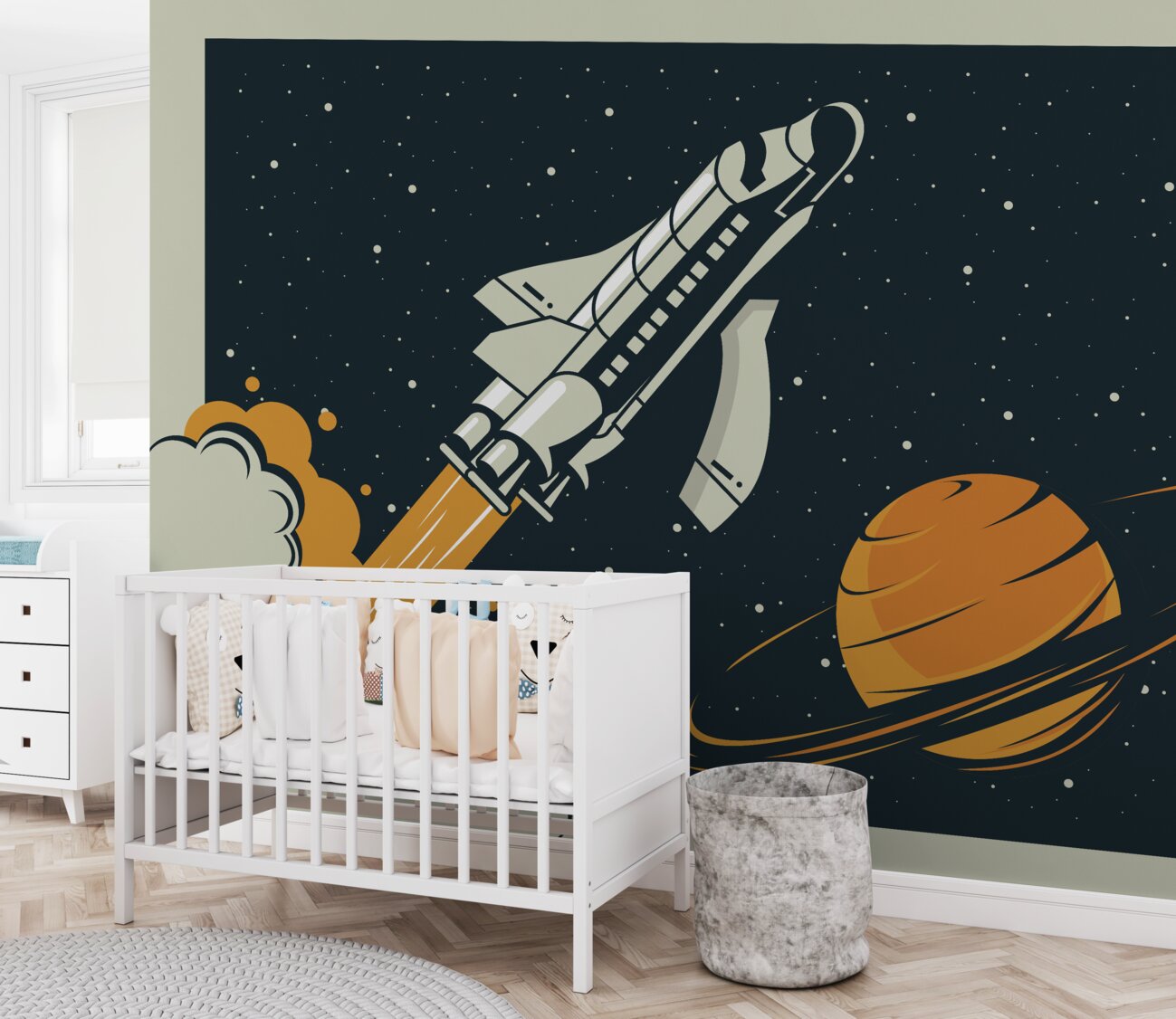 Fototapeta Rakieta leci na dużej planecie