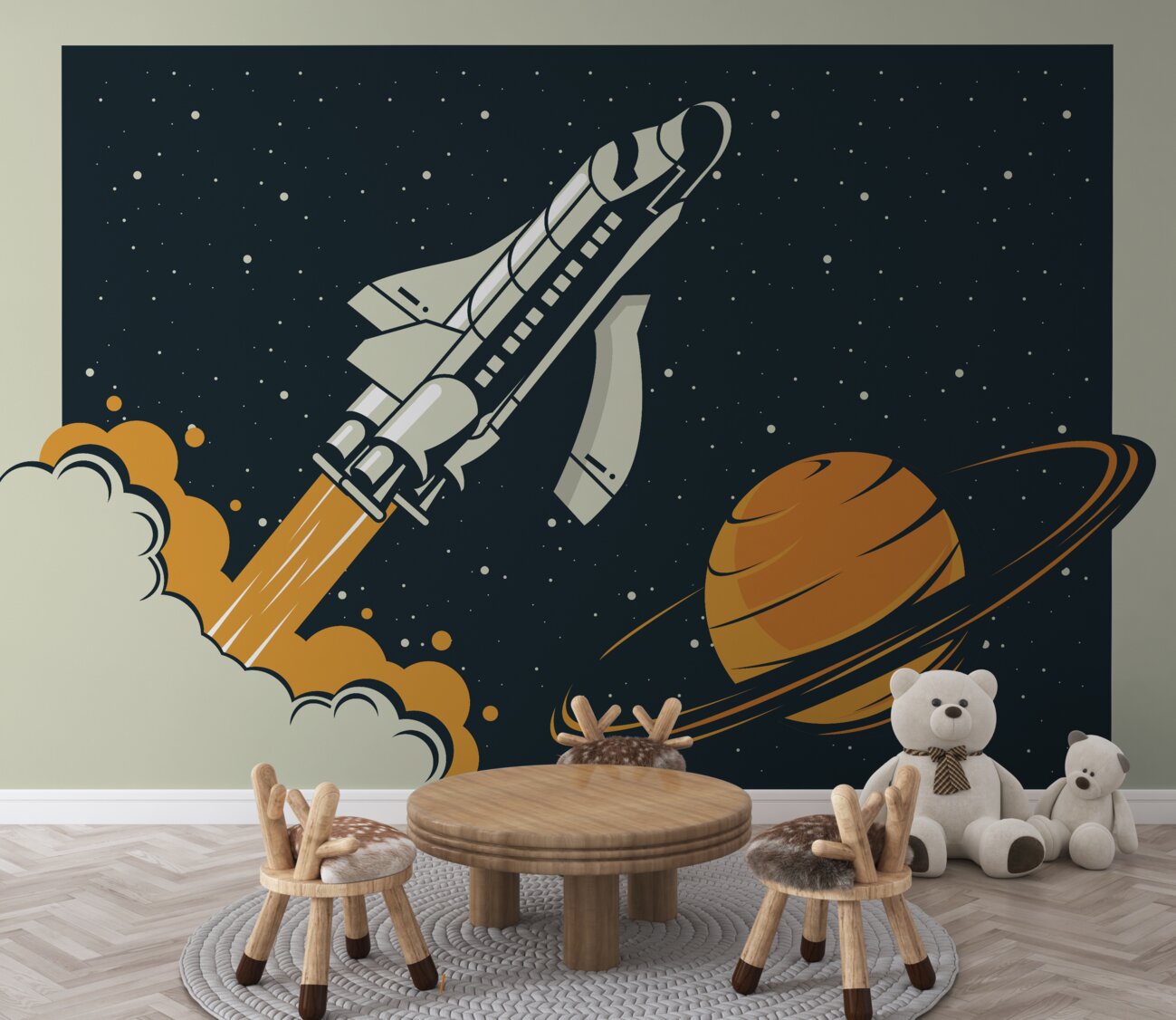 Fototapeta Rakieta leci na dużej planecie