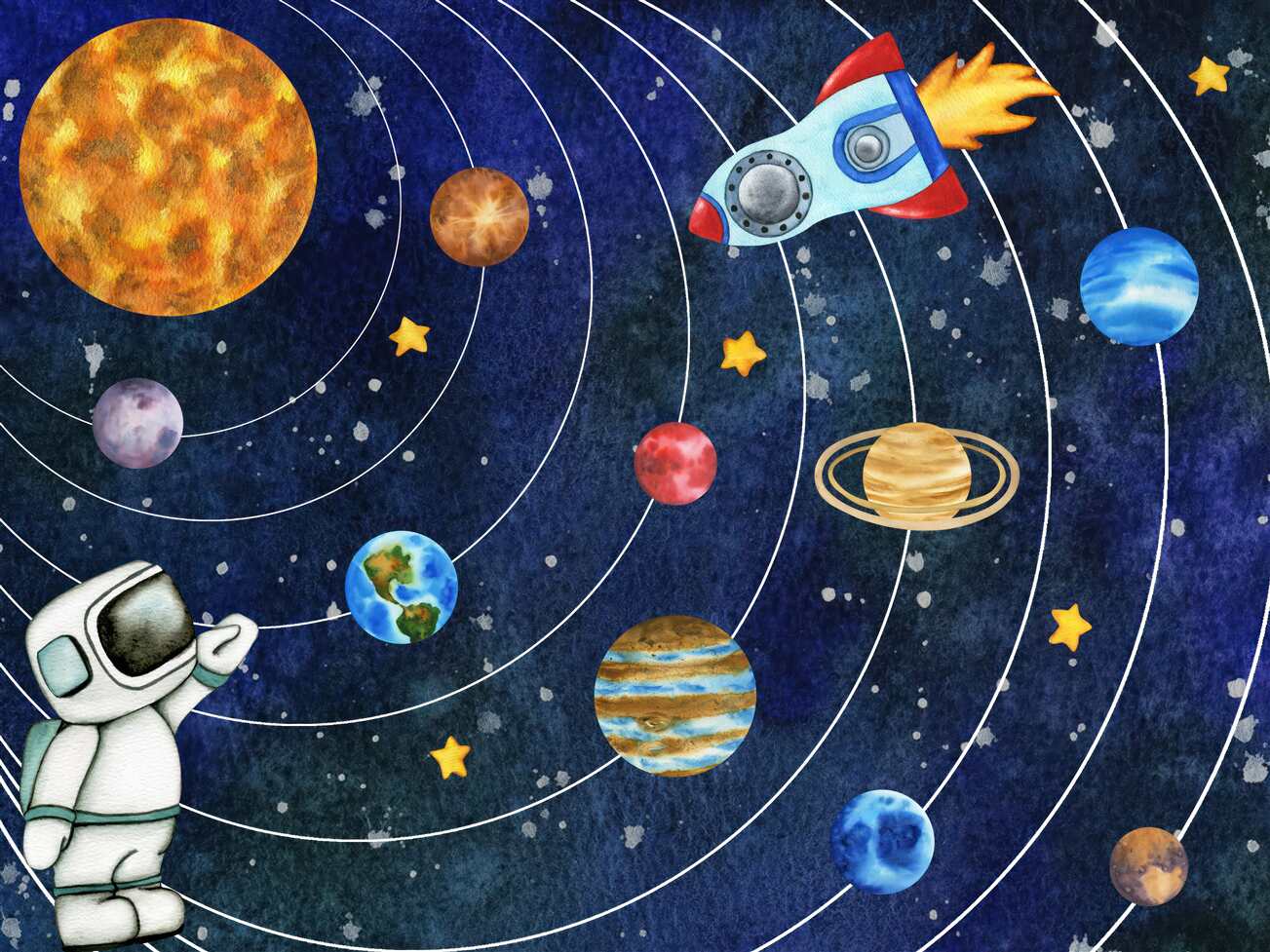 Fototapeta Astronauta patrzy na latającą rakietę