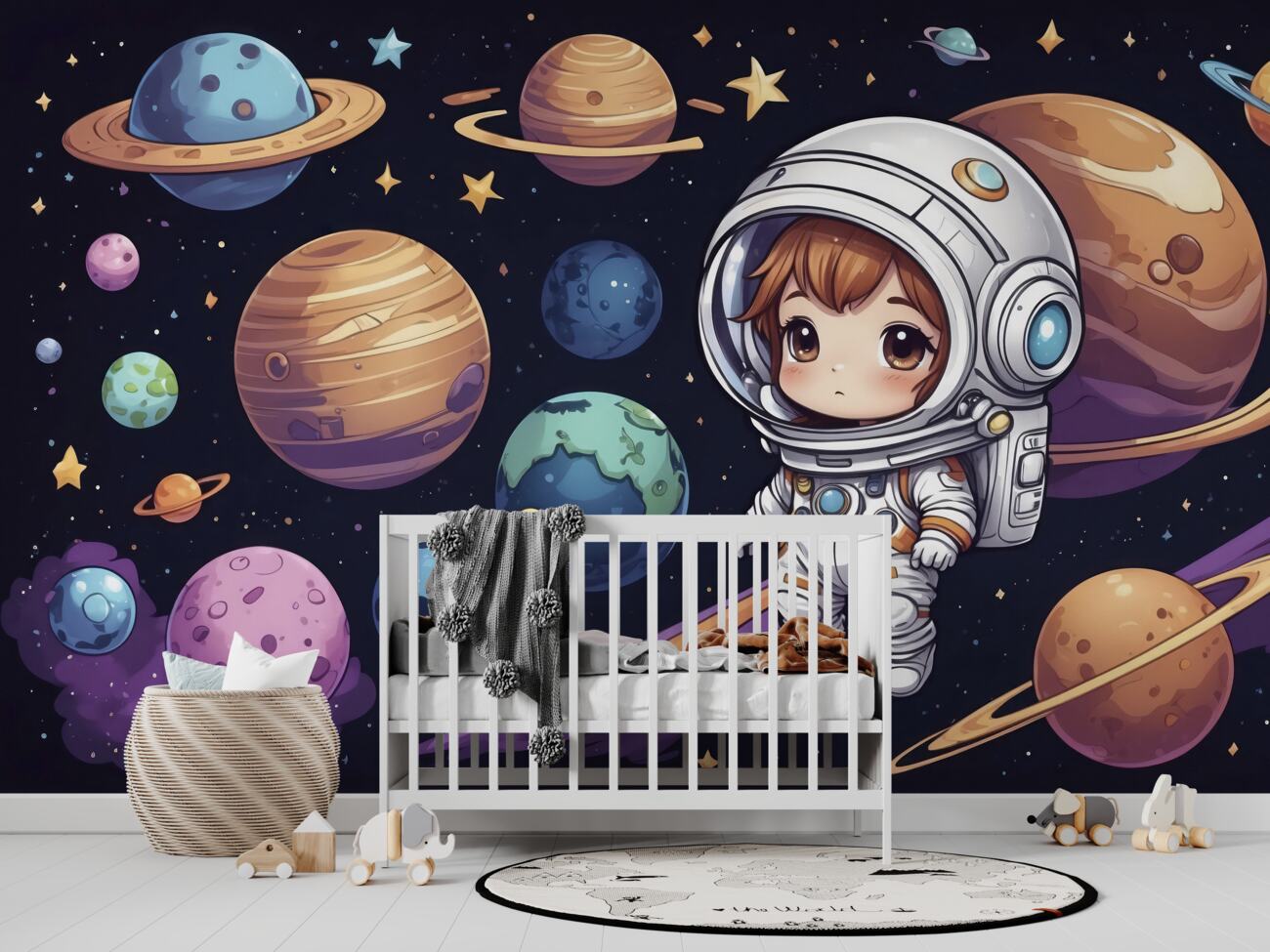 Fototapeta Astronauta otoczona planetami