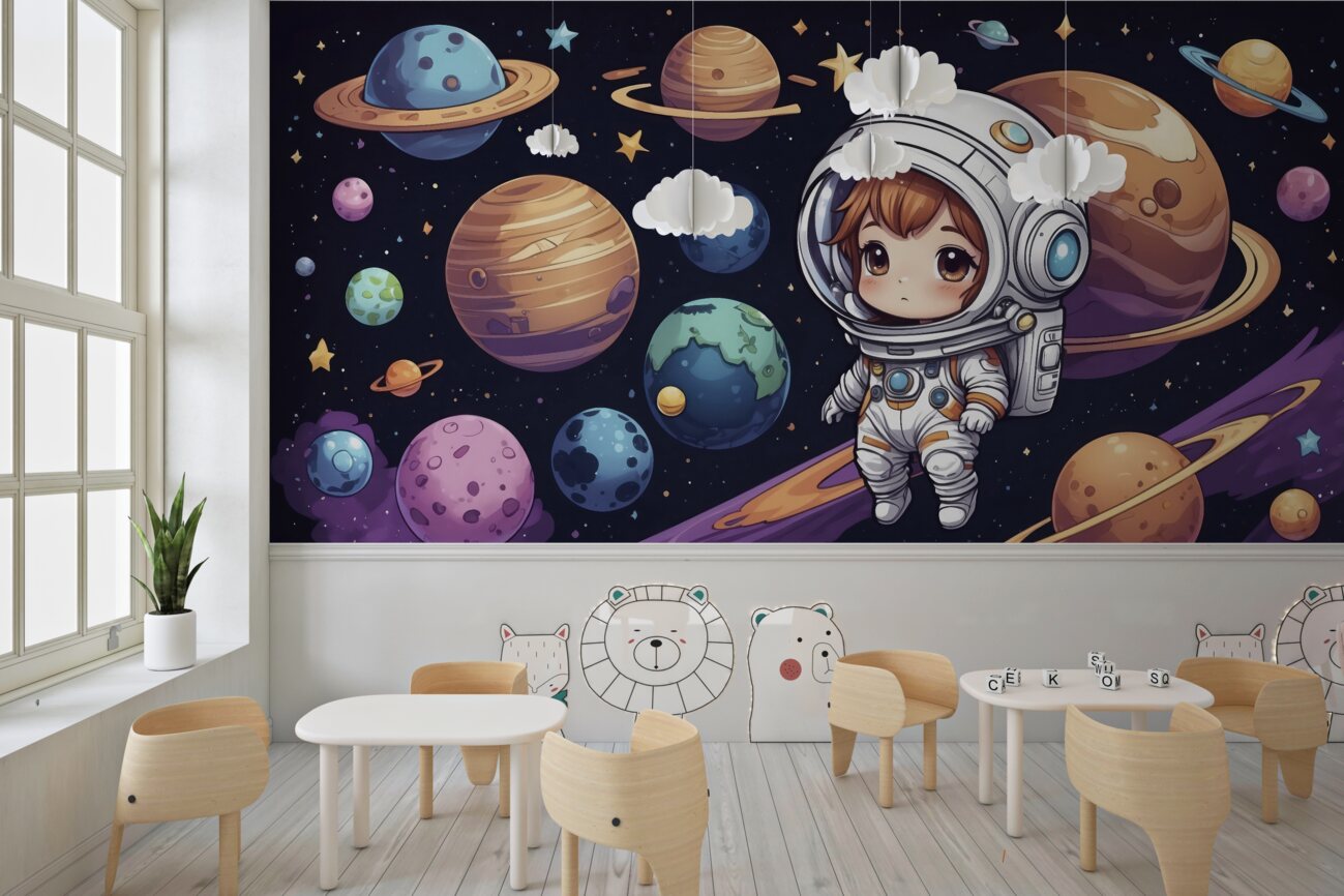Fototapeta Astronauta otoczona planetami