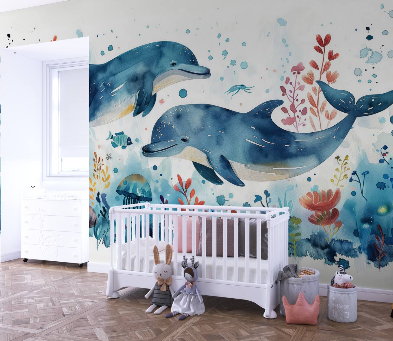 Fototapeta Dwa delfiny pod wodą