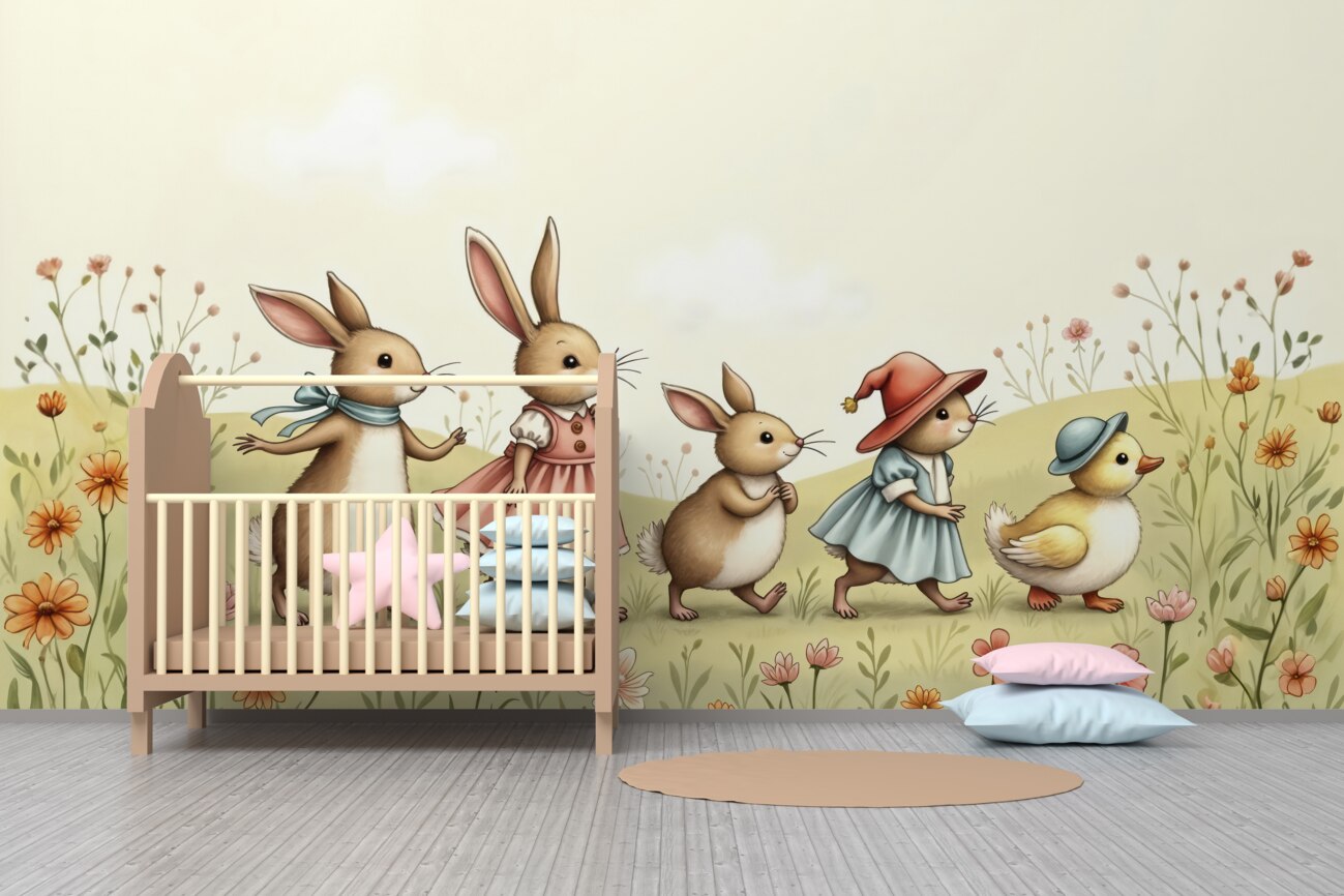 Fototapeta Bunny Family and Duck