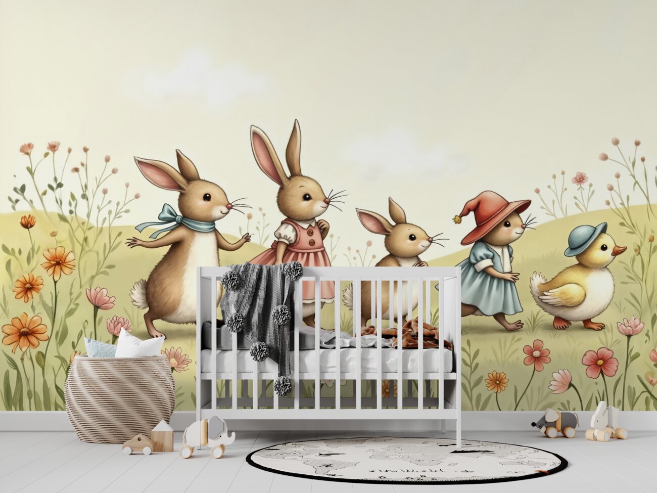 Fototapeta Bunny Family and Duck