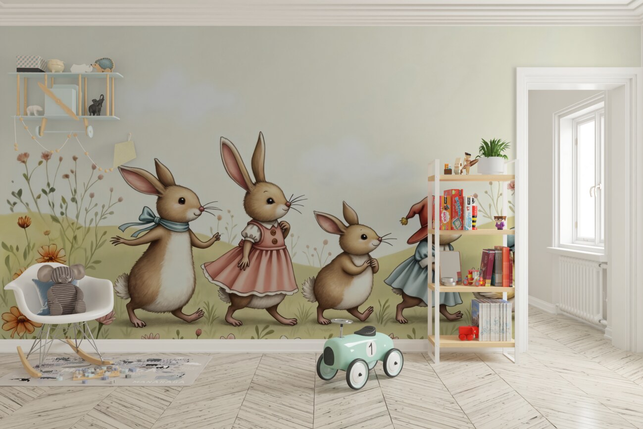 Fototapeta Bunny Family and Duck