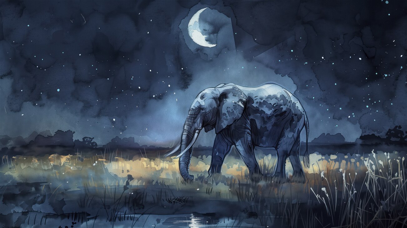 Fototapeta Elephant Night Walk