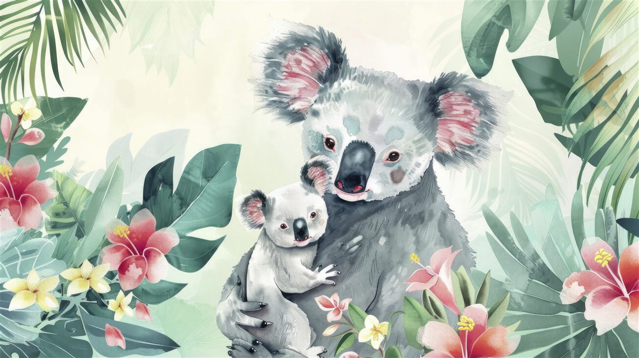 Fototapeta Mama koala z dzieckiem