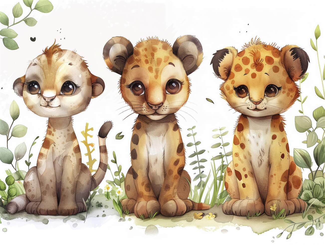 Fototapeta Troje dzieci dzikich kotów