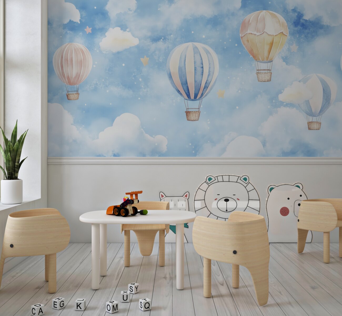 Fototapeta Balony na niebie z chmurami