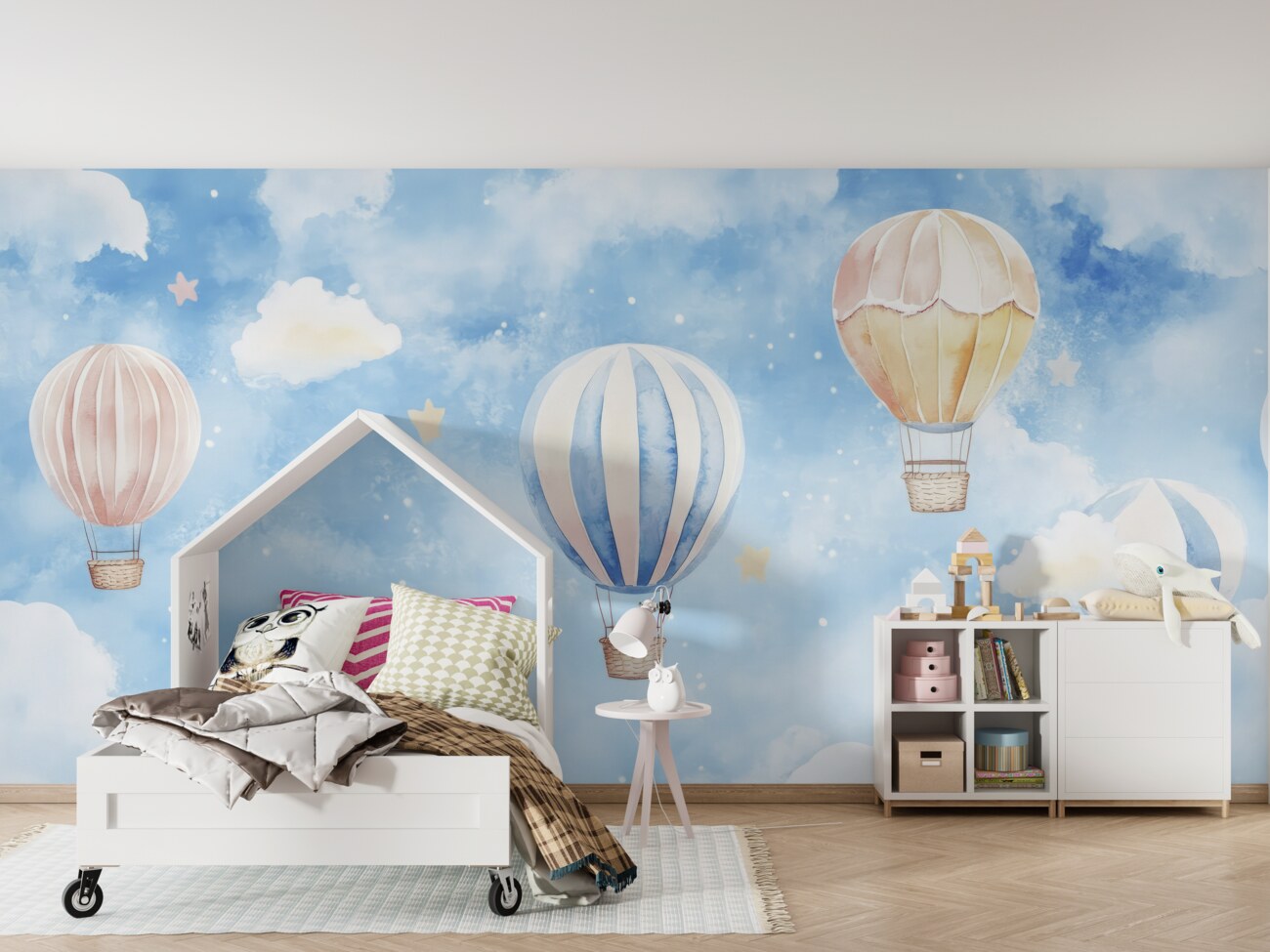 Fototapeta Balony na niebie z chmurami