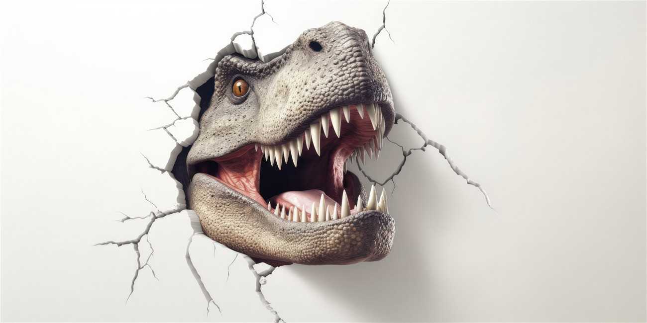 Fototapeta Dinozaur próbuje zniszczyć ścianę