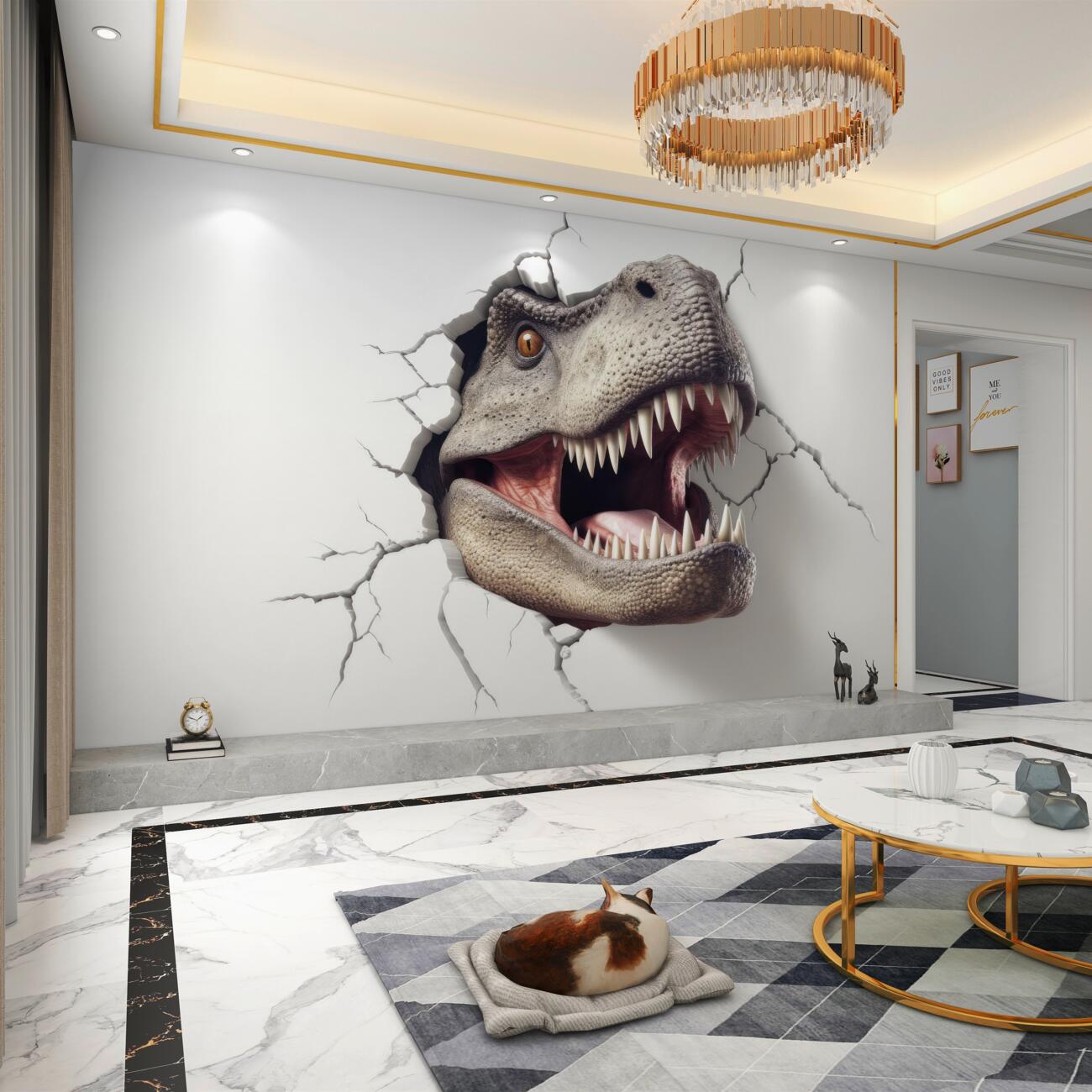 Fototapeta Dinozaur próbuje zniszczyć ścianę